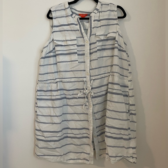 2X Cute Cotton full button up dress with waist tie and pockets! - Picture 2 of 7